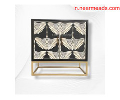 Mumbai Elegant Bone Inlay Swan Cabinet is a Timeless Craftsmanship